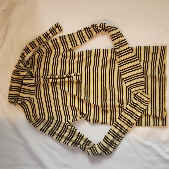 BCBG size XS yellow and brown striped sweater with tie neck - Picture 1 of 5